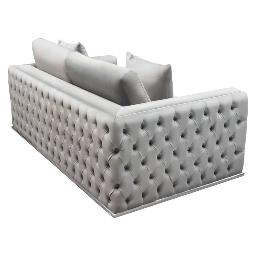 91' Envy Platinum Grey Velvet Sofa