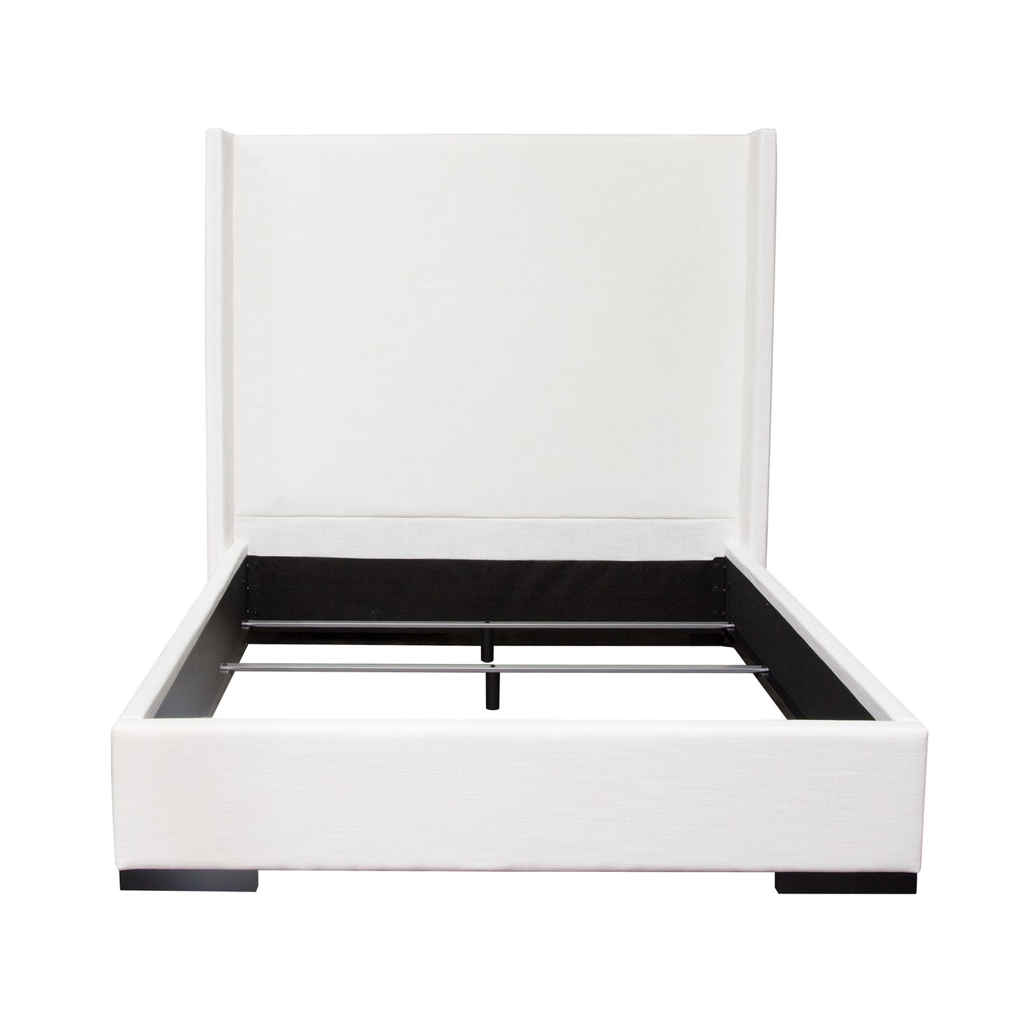Seattle Bed with Vintage Wing in White Linen Queen/EK sizes