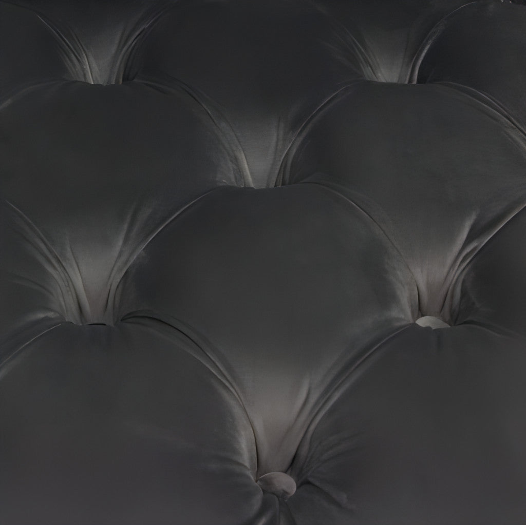 Tufted Luxe Grey Velvet Accent Chair