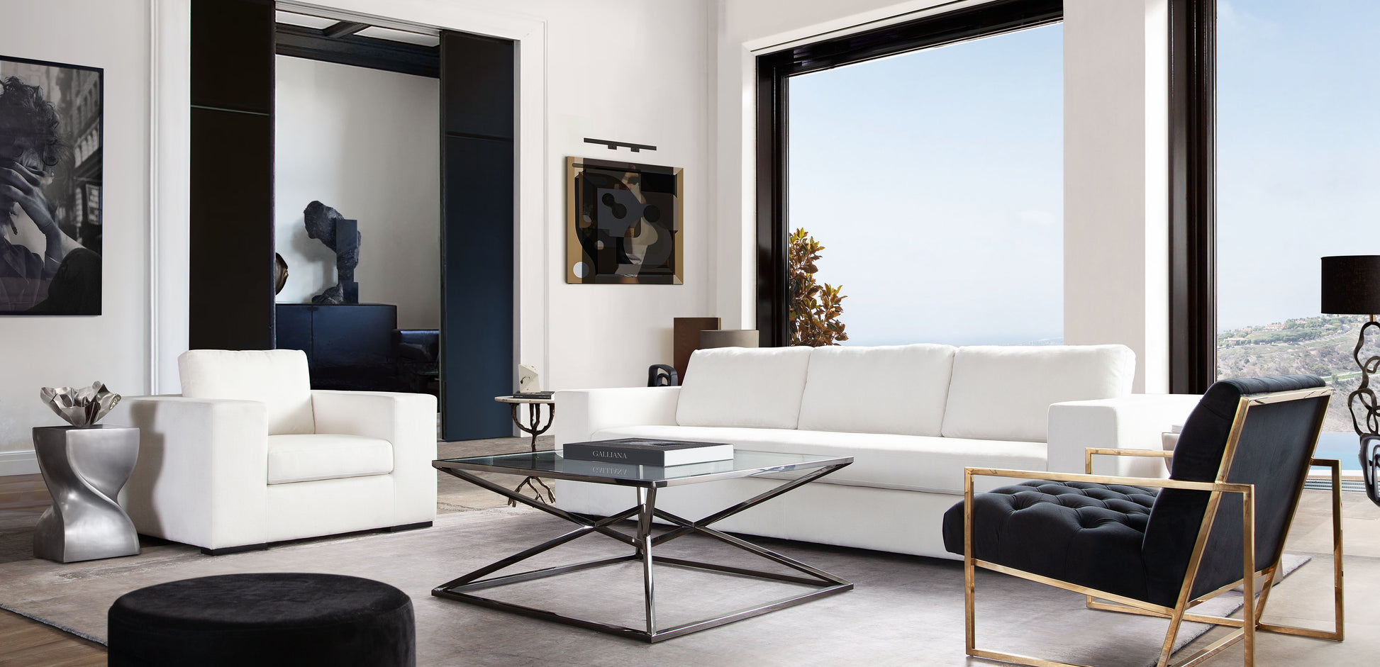 Muse Sofa White Fabric