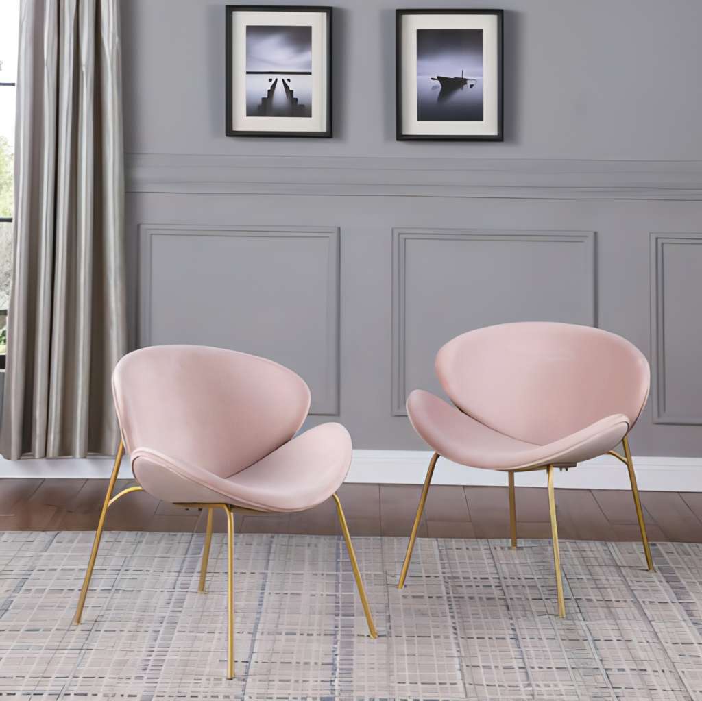 Golden Legs Dining Metal Leg Velvet Fabric Dining Chair Set of 2