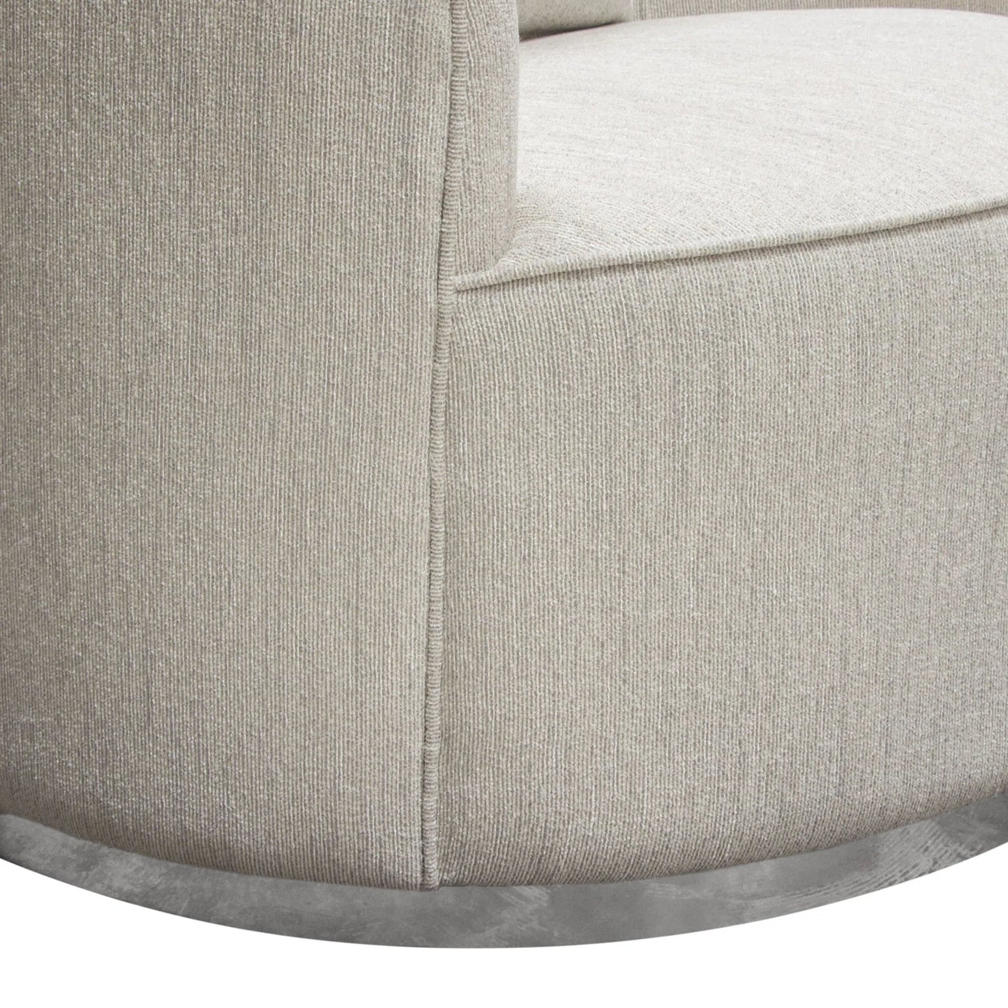 Raven Upholstered Armchair in Light Cream Fabric or Black Velvet w/Brushed Silver Accent Trim