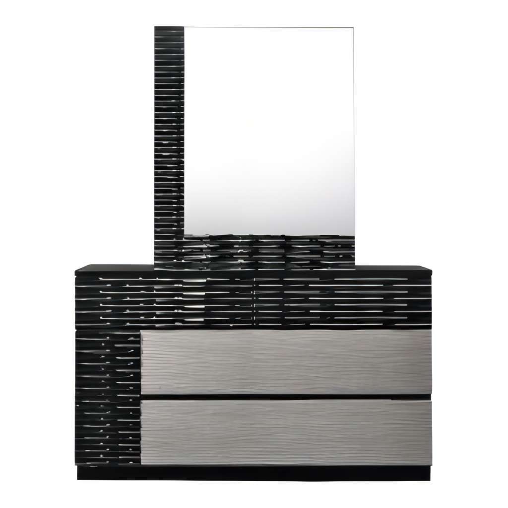 Romania 5-Piece Black/Gray Modern Bedroom Queen Set