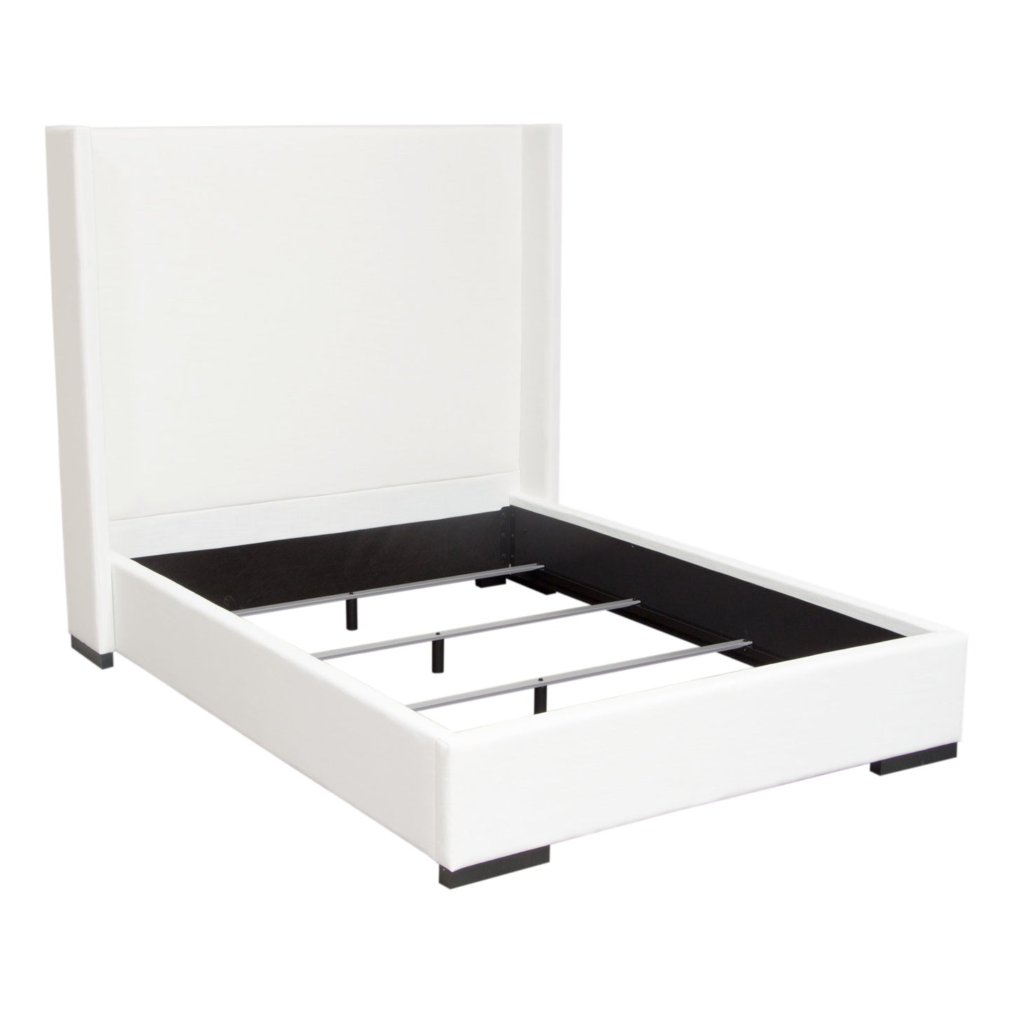 Seattle Bed with Vintage Wing in White Linen Queen/EK sizes