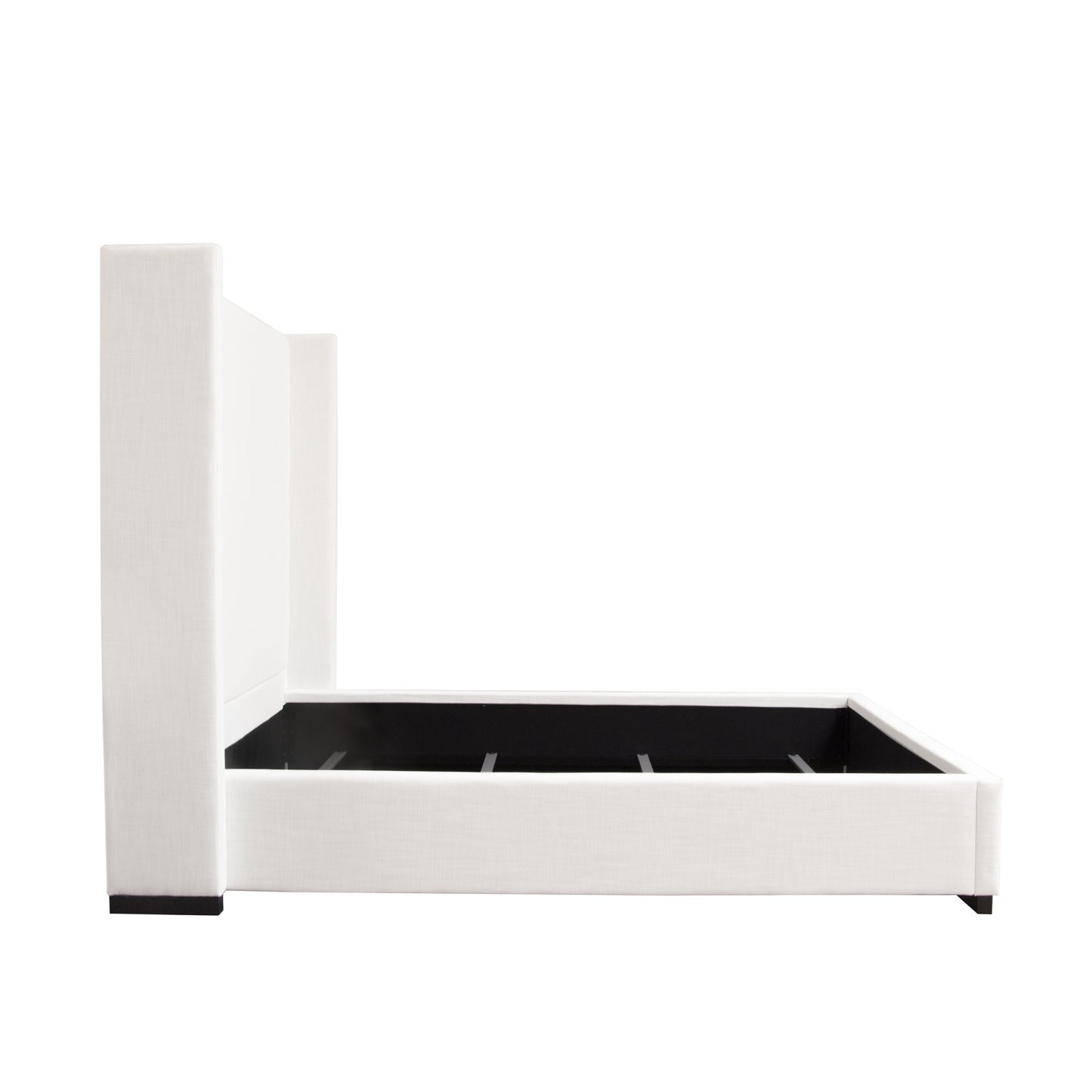 Seattle Bed with Vintage Wing in White Linen Queen/EK sizes