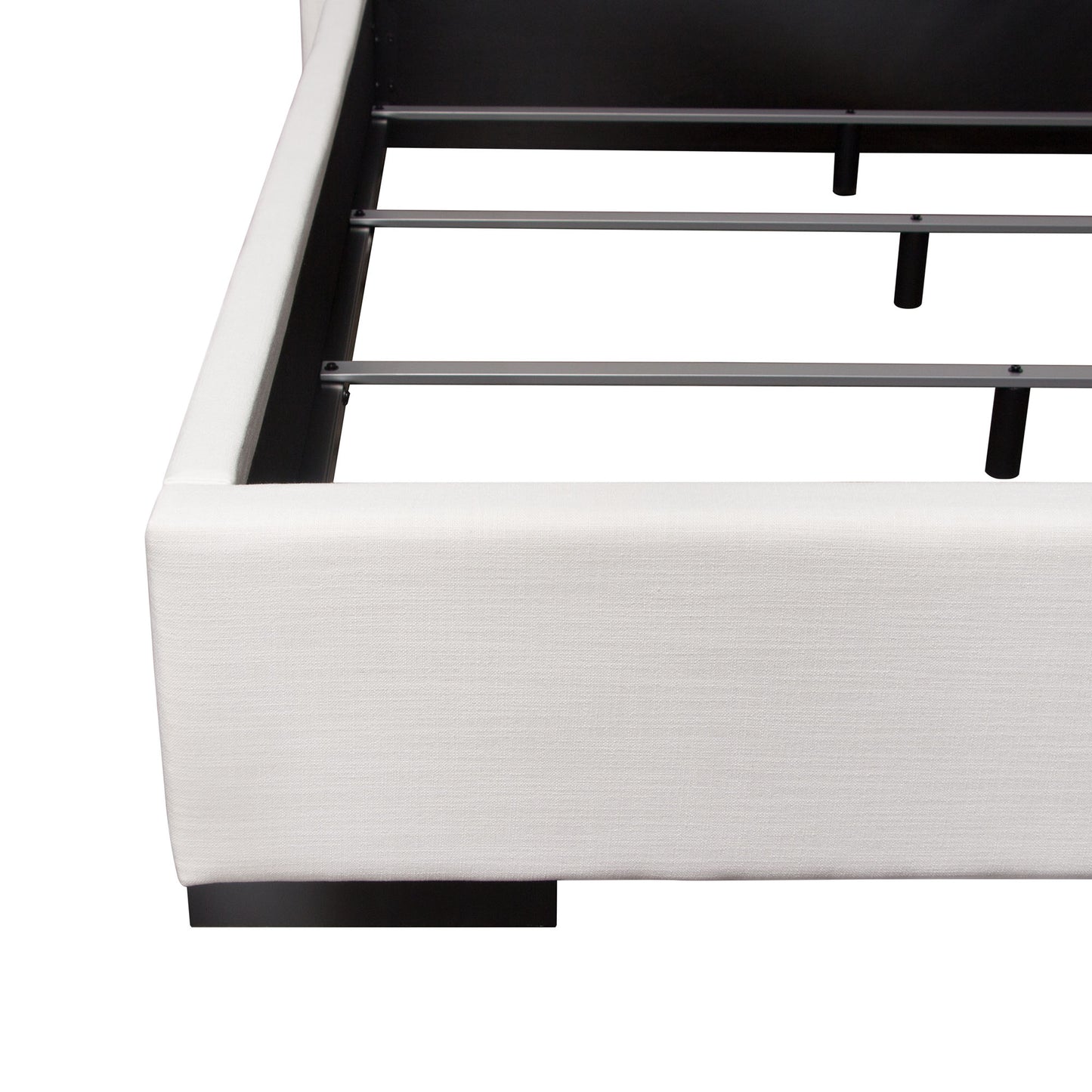 Seattle Bed with Vintage Wing in White Linen Queen/EK sizes