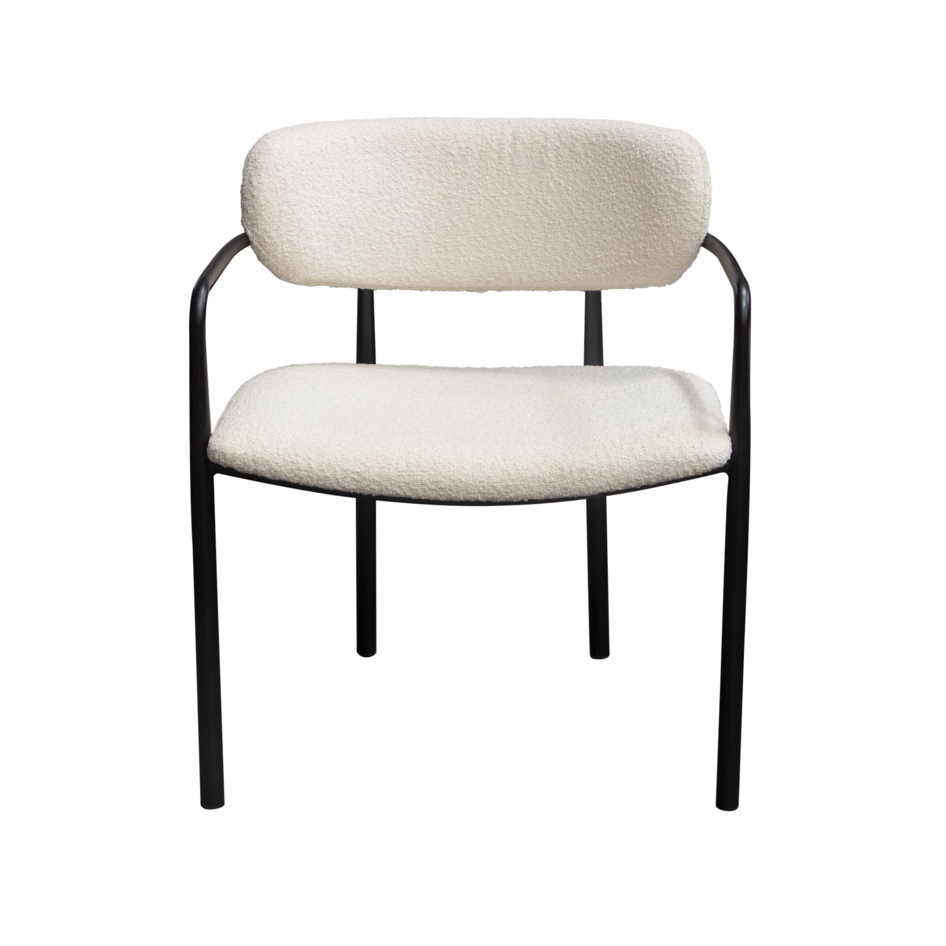 Skyler Dining Chair in Ivory Boucle & Black Metal