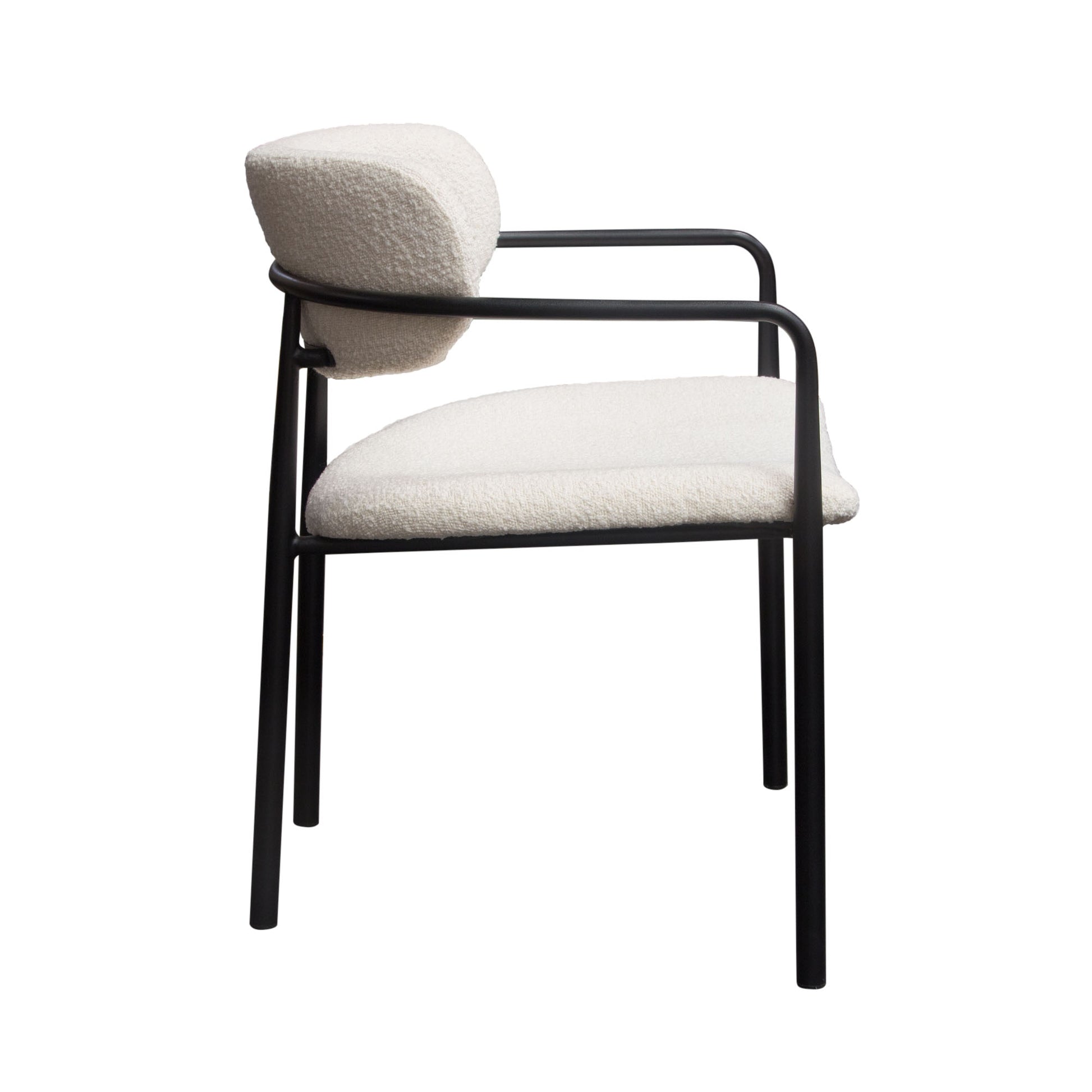 Skyler Dining Chair in Ivory Boucle & Black Metal