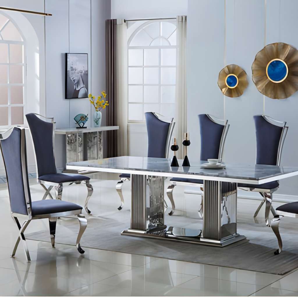 Single Dining Chair with Gold Stainless Steel Legs Set of 2