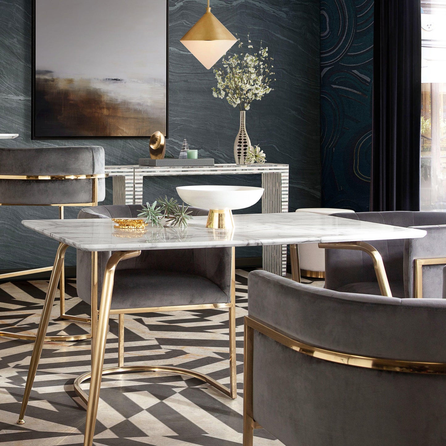 dionefurniture.myshopify.com-Rectangle Modern White Faux Marble Dinning Table